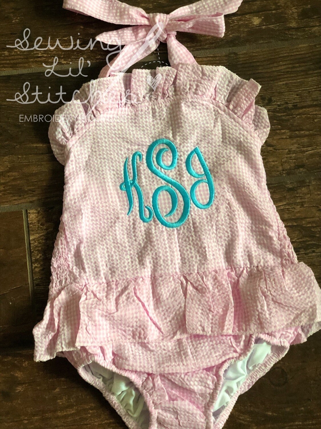 Girl’s Pink Gingham Swimsuit