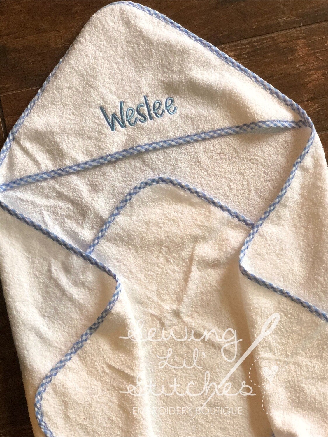 Blue Gingham Hooded Towel