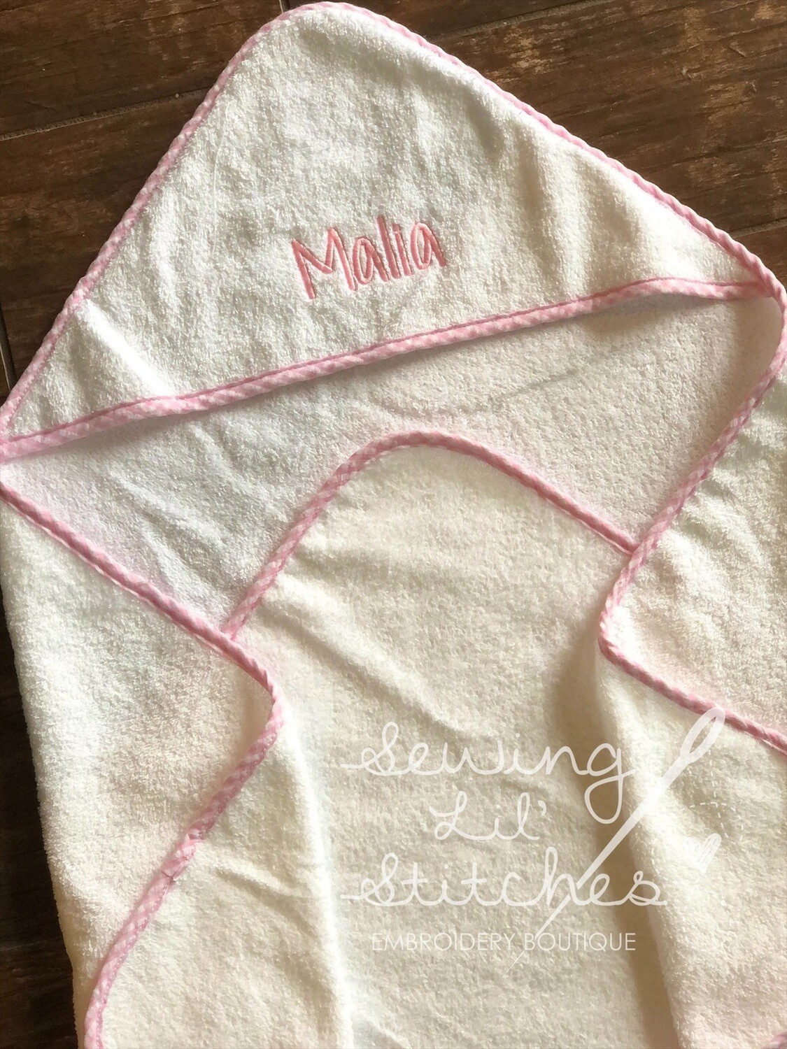 Pink Gingham Hooded Towel