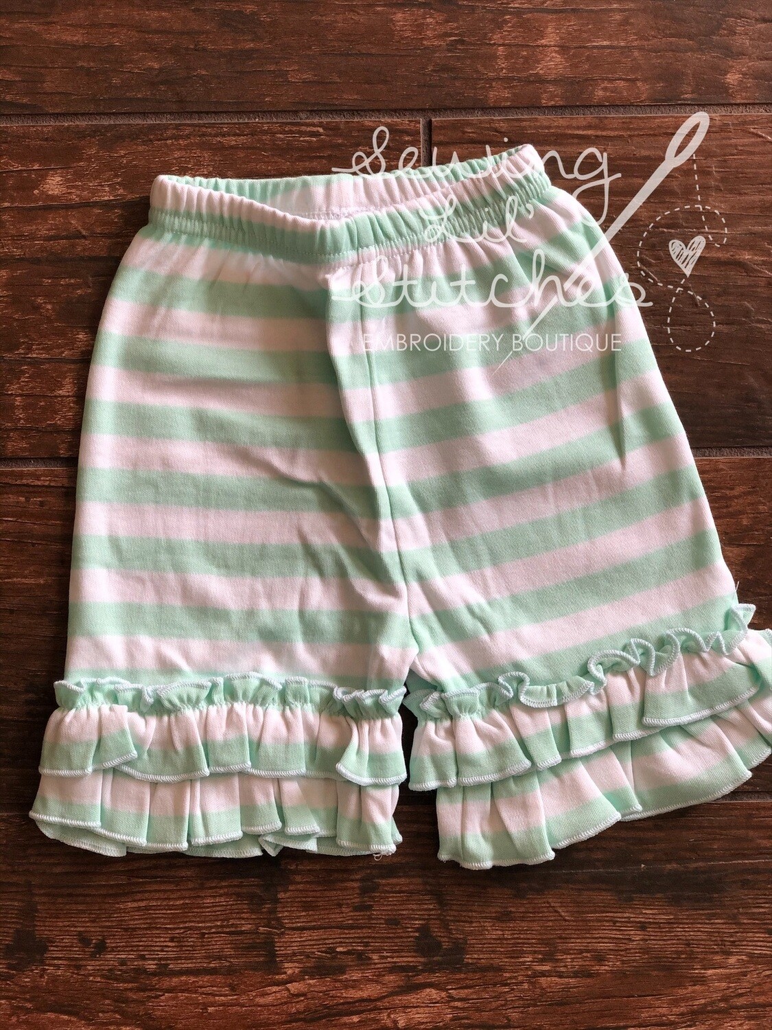 Mint Stripe Ruffle Shorts