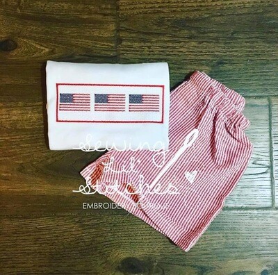 Faux Smocked American Flag Shirt