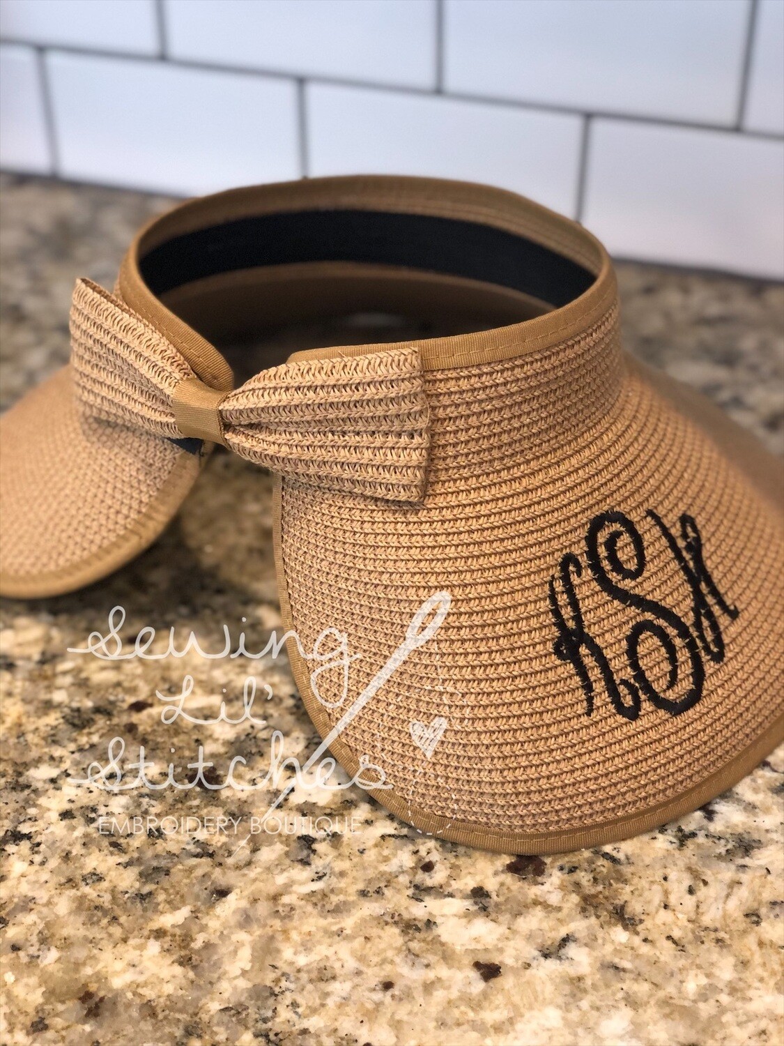 Monogrammed Straw Sun Visor