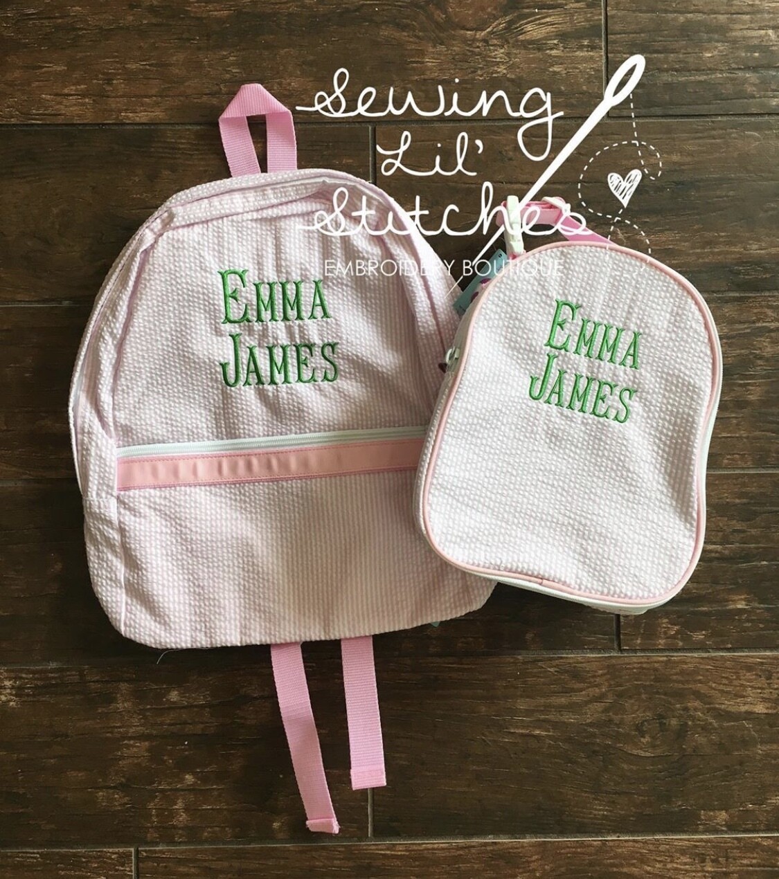 Personalized Seersucker Backpack &amp; Lunchbox Set