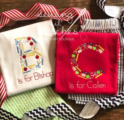 School Supplies Alphabet Shirt