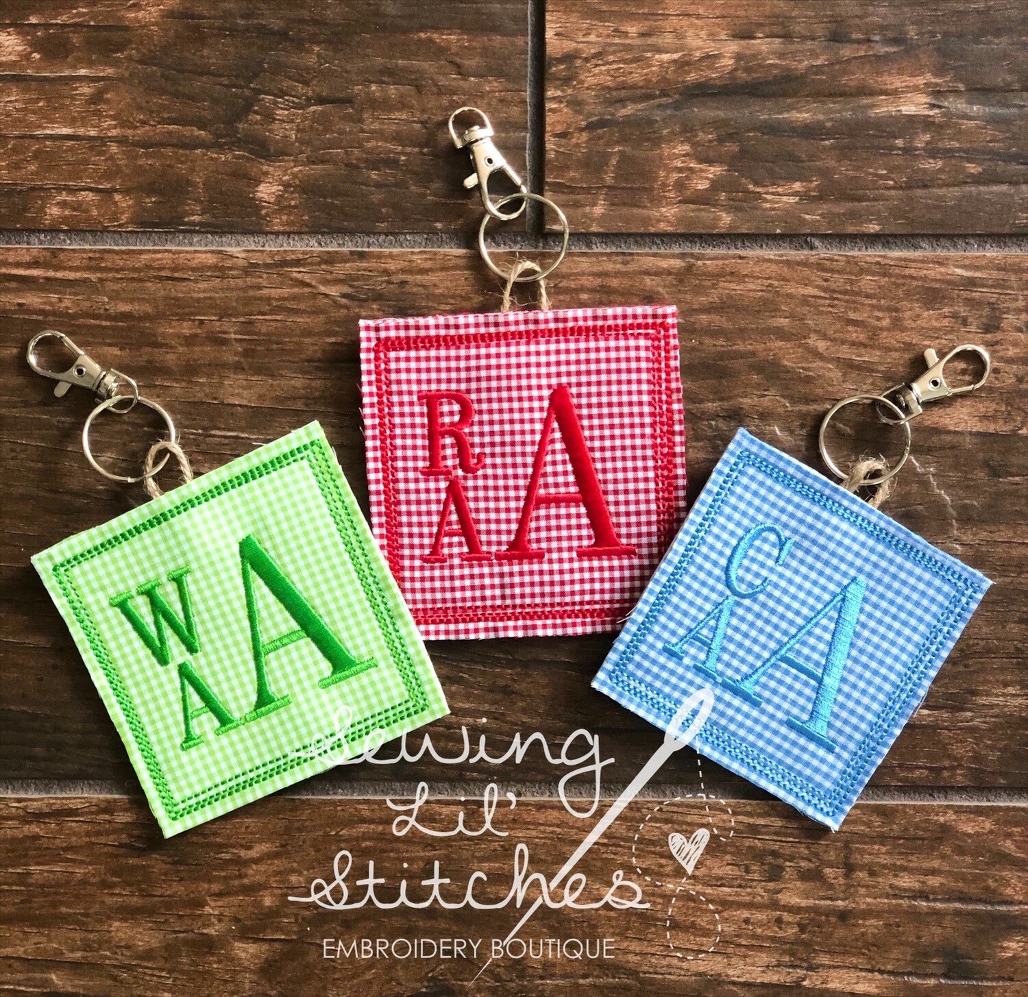 Square Monogrammed Name Tag