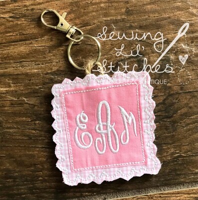 Scalloped Square Monogrammed Name Tag