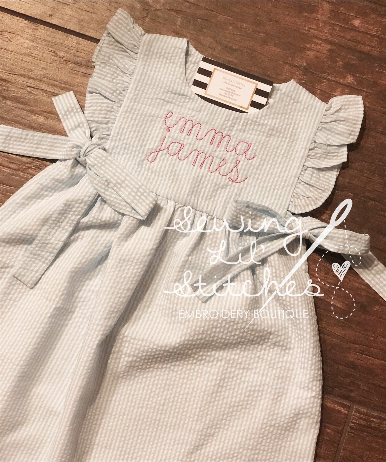 Seersucker Personalized Dress