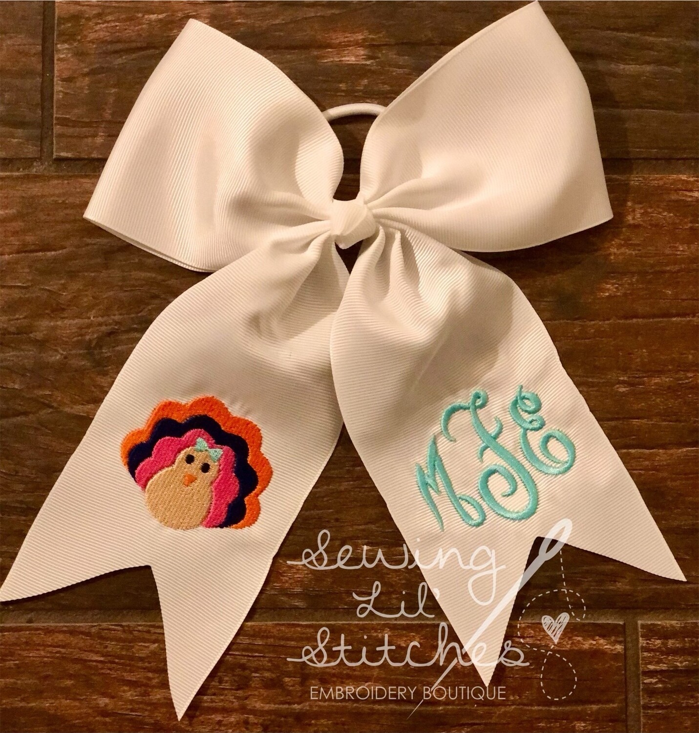 Monogrammed Turkey Hair bow Tie