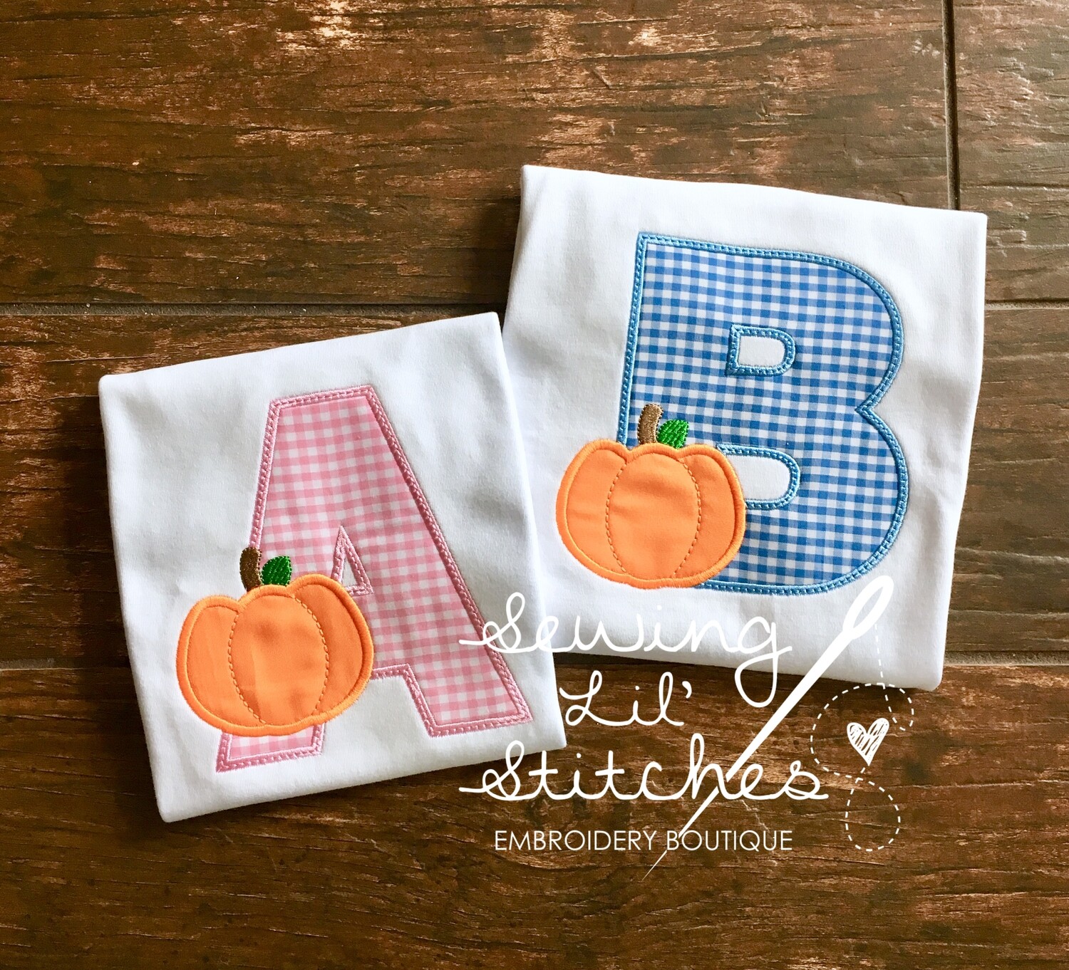 Gingham Initial Pumpkin Shirt