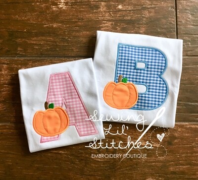 Gingham Initial Pumpkin Shirt