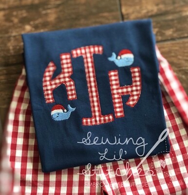 Santa Whale Monogrammed Shirt