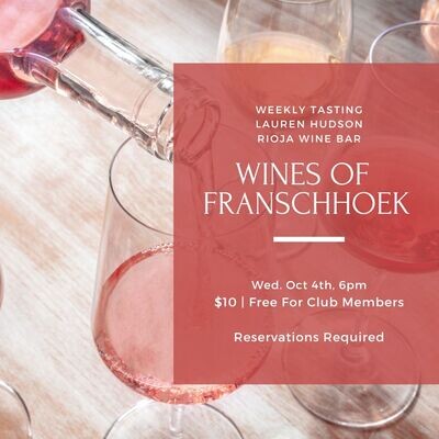 Wednesday Tasting – October 4th, 6 PM