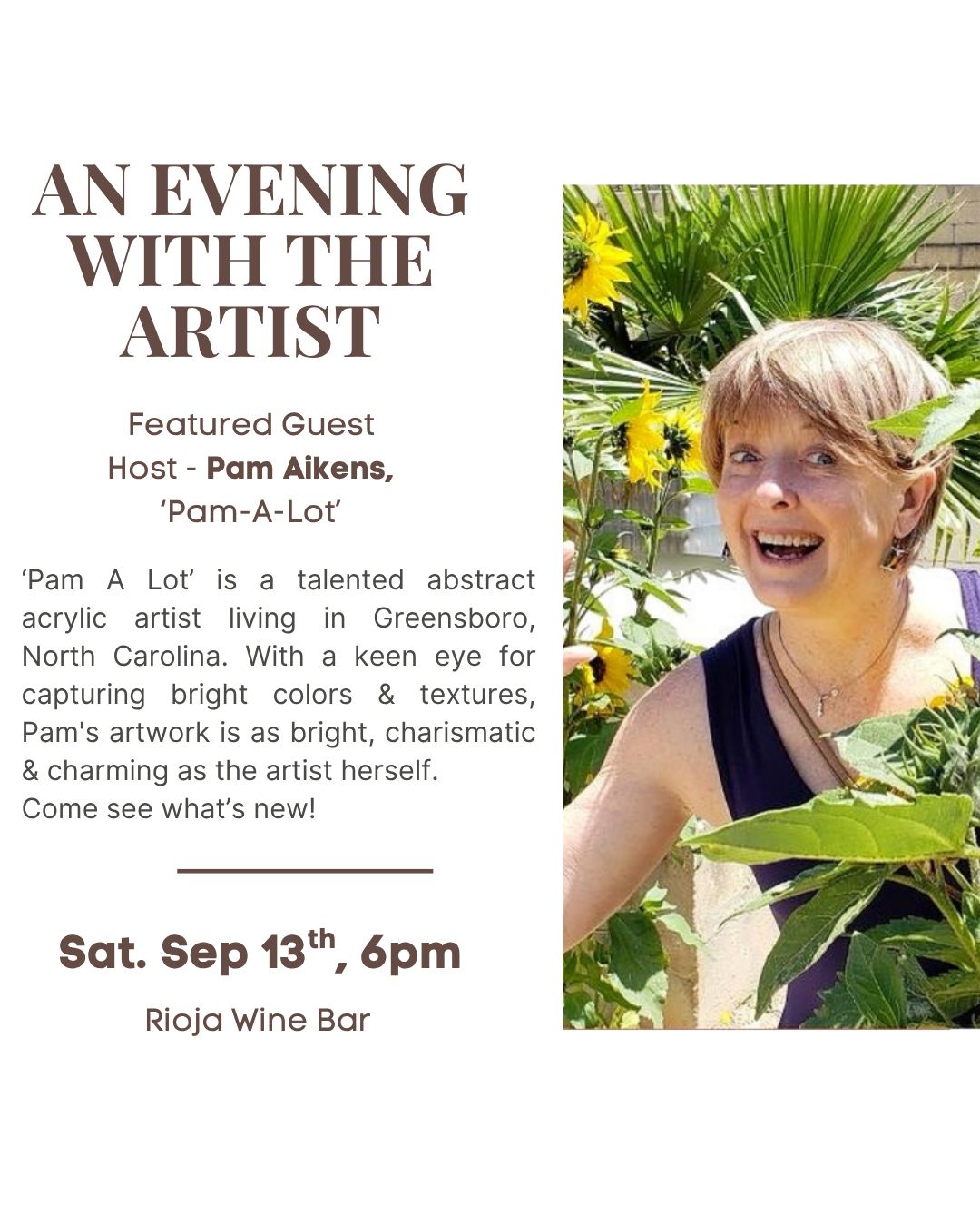 An Evening With The Artist - Pam-A-Lot, Sat Sept 13