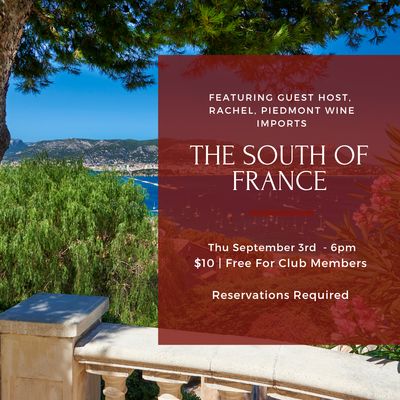 Thursday Tasting, September 3rd, 6 PM