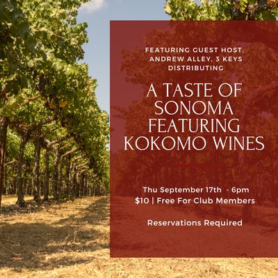 Thursday Tasting – September 17th, 6pm
