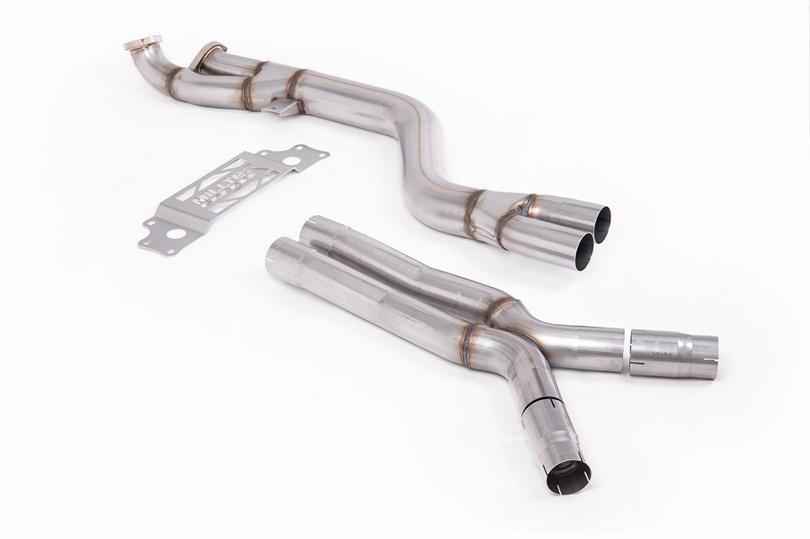 Milltek Single Mid Pipe 102mm - Non Resonated with X Pipe to OE Axle Back Only