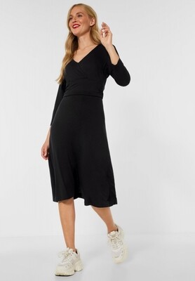 Jersey jurk in wikkellook - Black