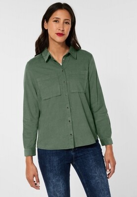 Corduroy blouse met shirtkraag - Novel green