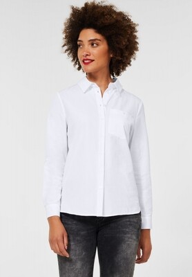 Katoenen blouse met zak - White