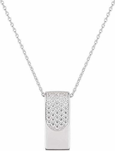 Guy Laroche - Collier femme - G32002.11 - Argent rhodié - Pendentif rectangulaire - Oxydes