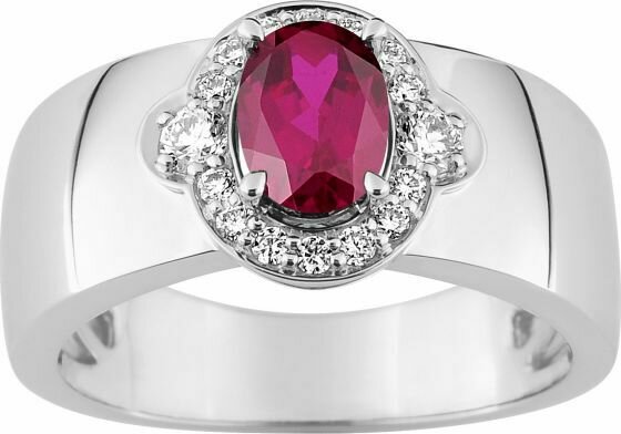 Bague Rubis Diamant 0.23ct Gh-Si Or 750 Blanc