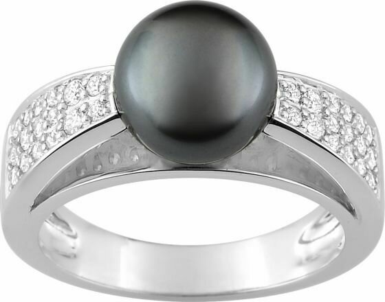 Bague Diamant 0.30ctgh-Si Perle de Tahiti Or 750 Blanc