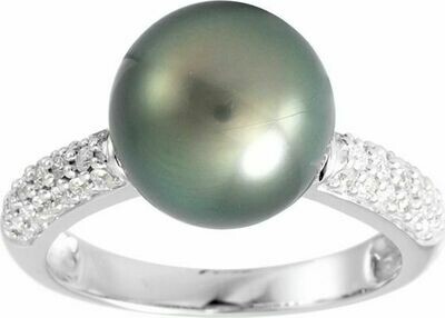 Bague Diamant 0.30ct Gh-Si Perle de Tahiti Or 750 Blanc