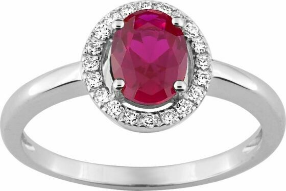 Bague Rubis Diamant 0.11ct Gh-Si Or 750 Blanc