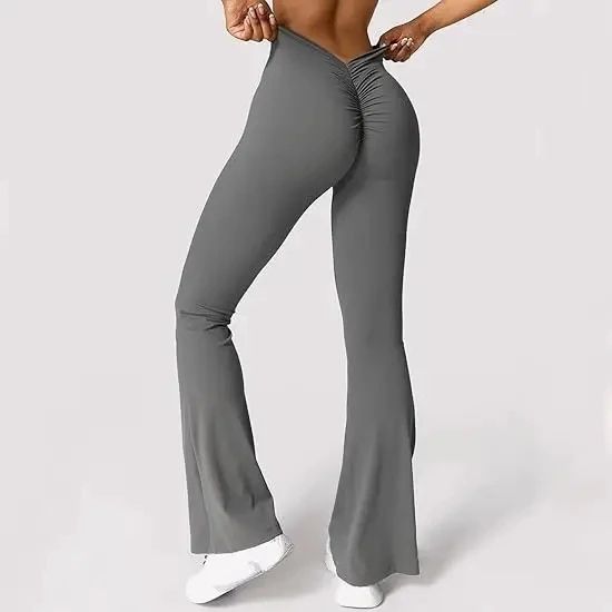 بوت كت و push up flare pants لون رمادي