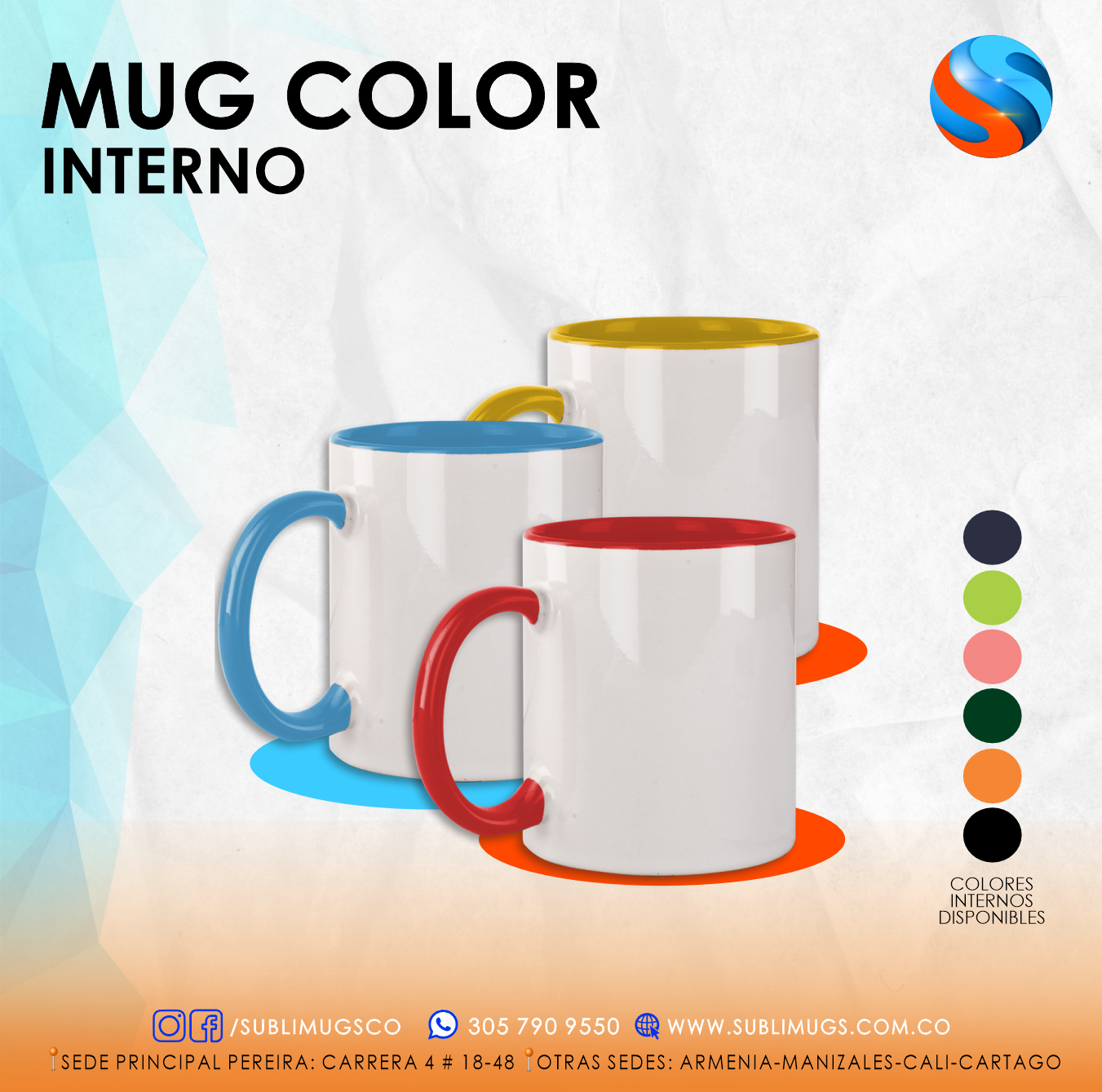 MUGS COLOR INTERNO Y/O CON CUCHARITA