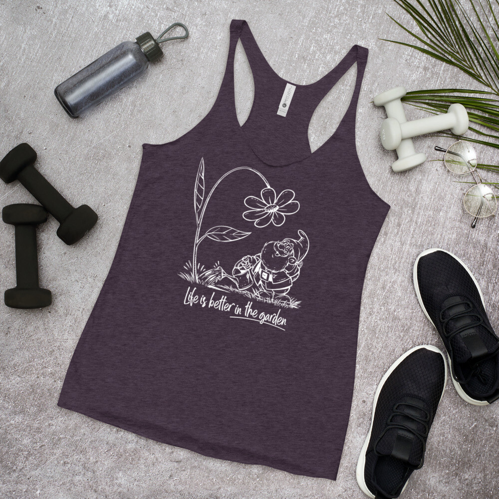 Life Is Better Garden Gnome Women&#39;s Racerback Tank