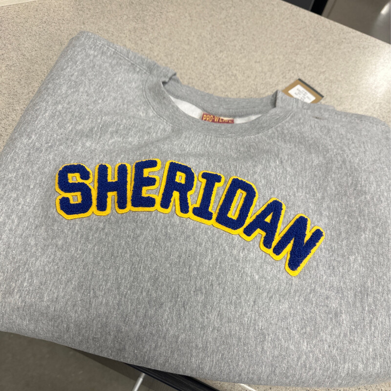 Fuzzy Letter Pro Weave Crew Grey w/ blue letters 2XL