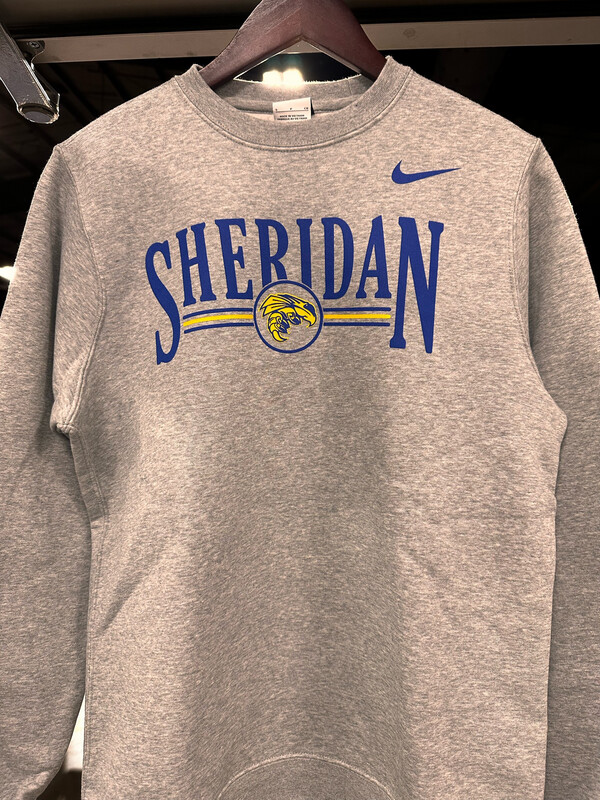 Nike Ash Club Fleece Crew Bars and Circle SMALL 23-24