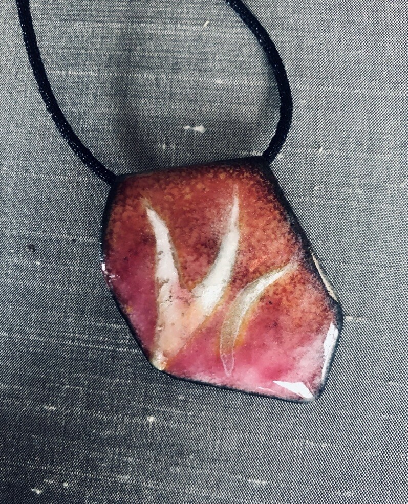 Pink enamel pendant