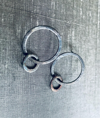 Sterling Silver Circles Oxidized  Posts