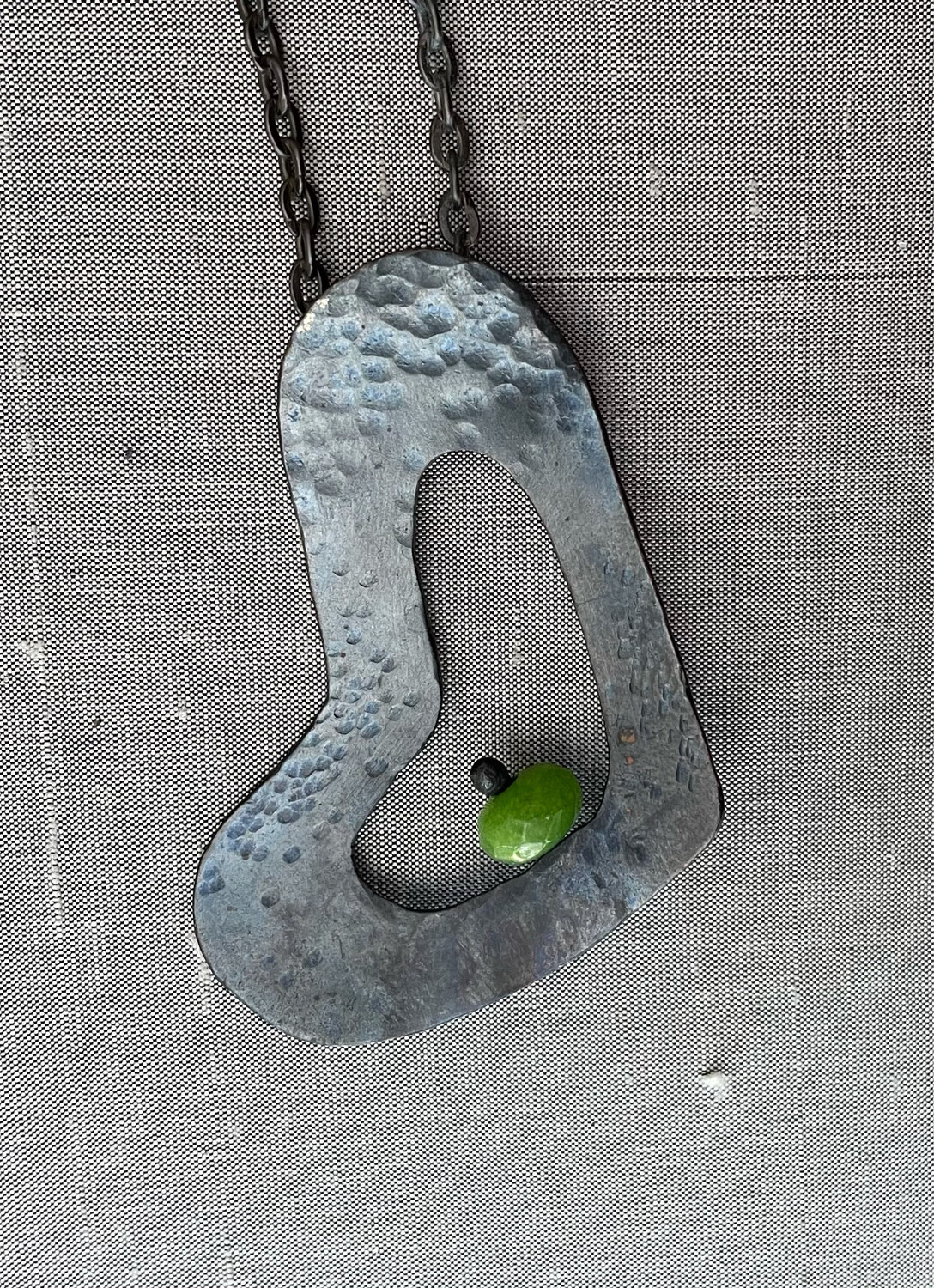 Heart Pendant With Green Semi-precious Accent