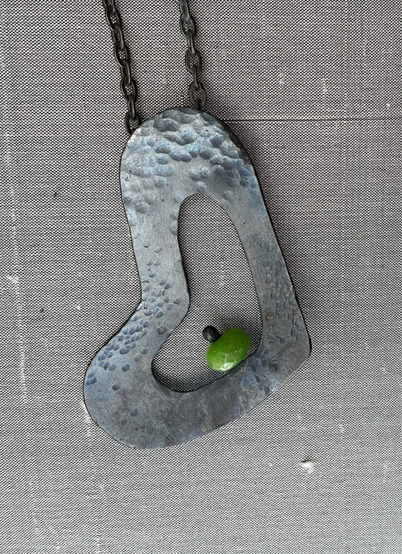 Heart Pendant With Green Semi-precious Accent
