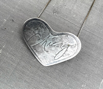 Sterling silver Chicago Heart Pendant