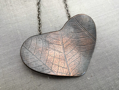 Leaf Texture Copper Heart