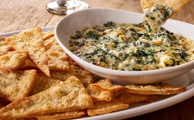 Artichoke and Spinach Dip with Pita Chips (serves 15 approx.)