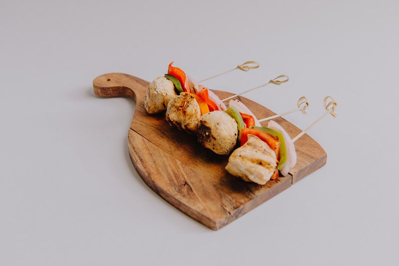 Mini Chicken Kabobs with Bell Peppers and Red Onion
