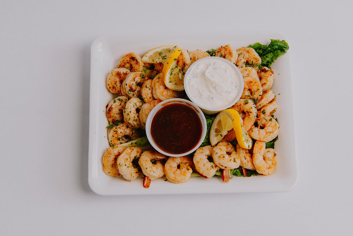 Shrimp Platter with Cocktail Sauce and Citrus Mayo (serves 10 approx.)