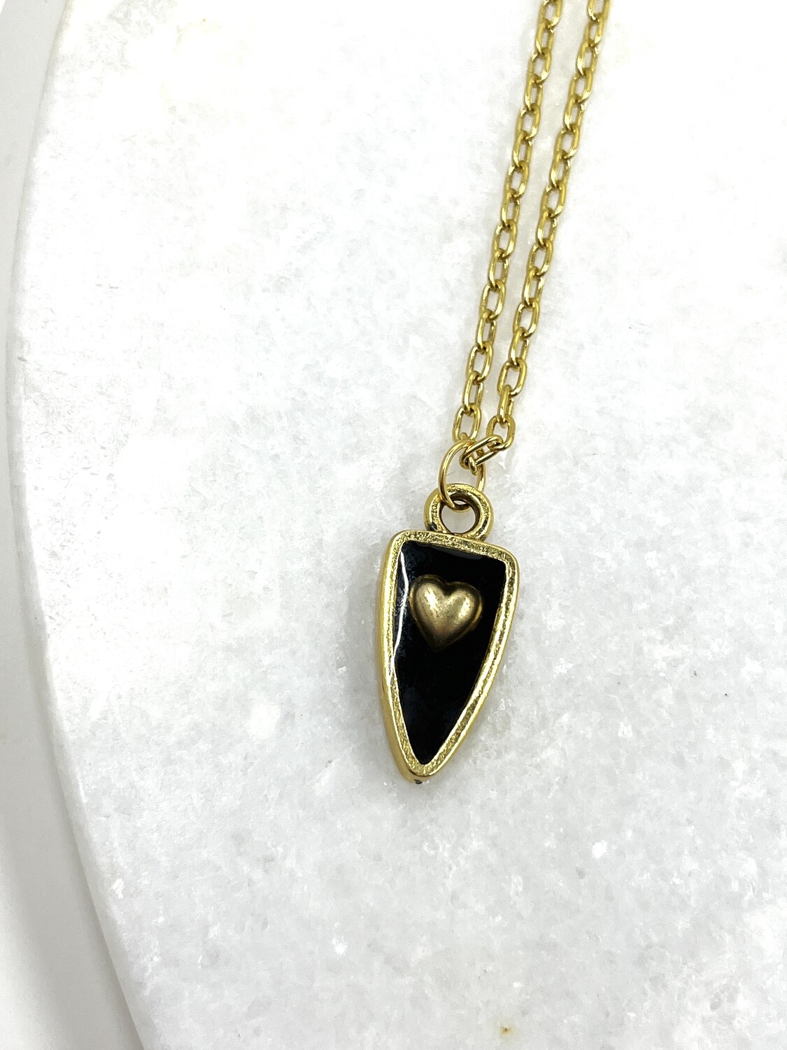 PEACE + PASSION JEWELRY -- Arrowhead Pendant -- Puffed Heart Charm