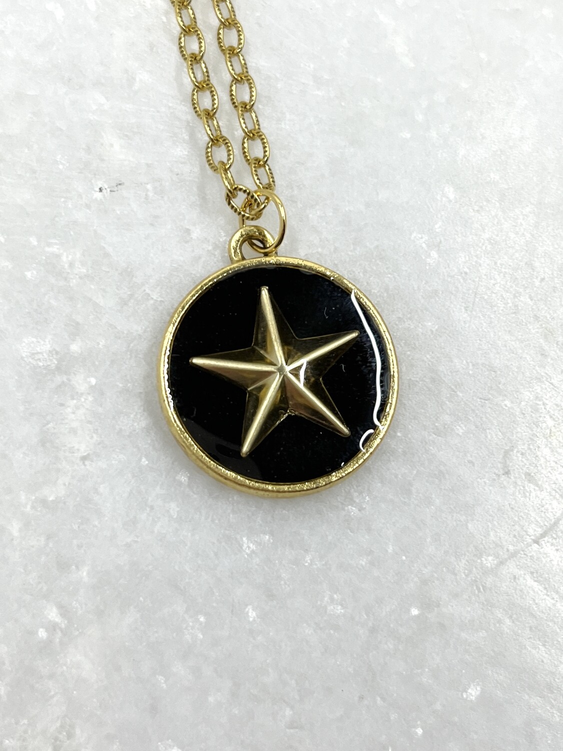 PEACE + PASSION JEWELRY  --  Large Circle Pendant  --  Star Charm
