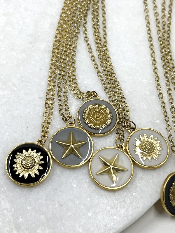 PEACE + PASSION JEWELRY  --  Large Circle Pendant  --  Star Charm