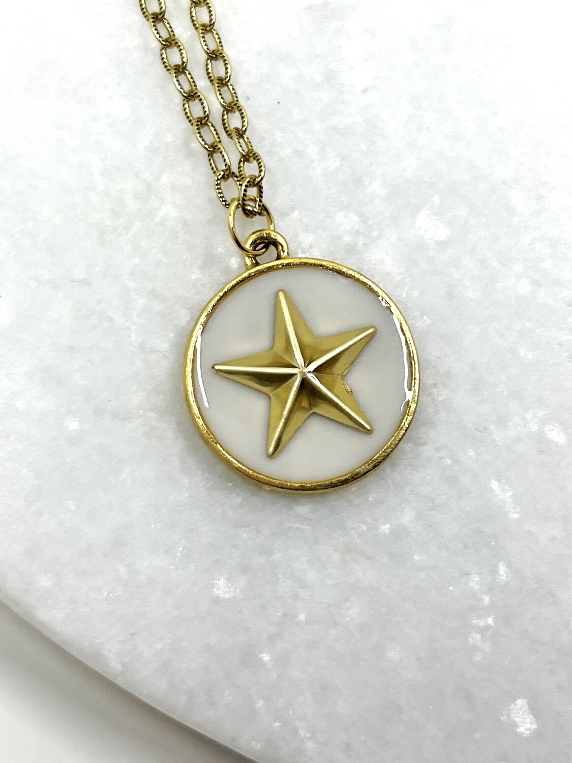 PEACE + PASSION JEWELRY  --  Large Circle Pendant  --  Star Charm