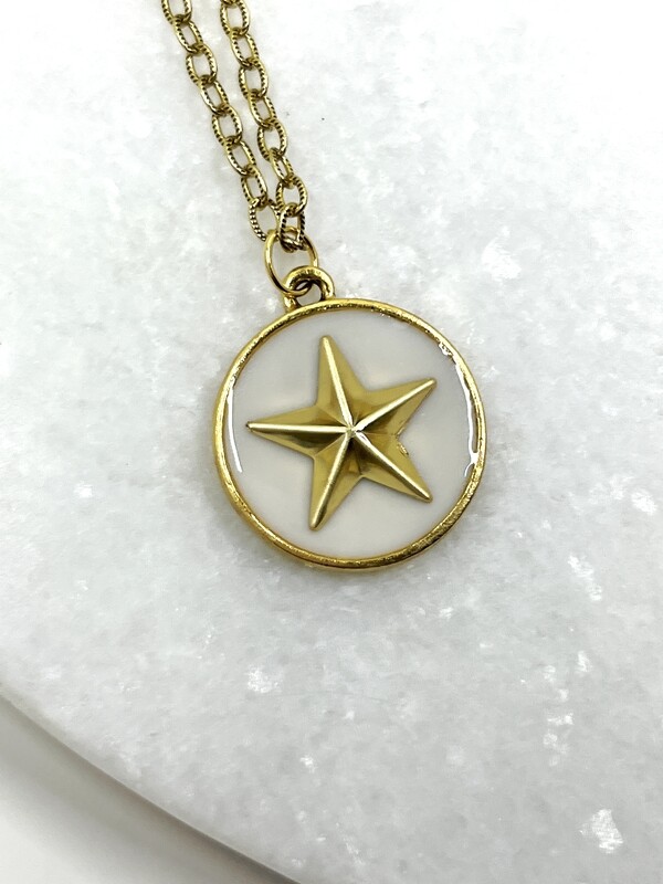 PEACE + PASSION JEWELRY  --  Large Circle Pendant  --  Star Charm