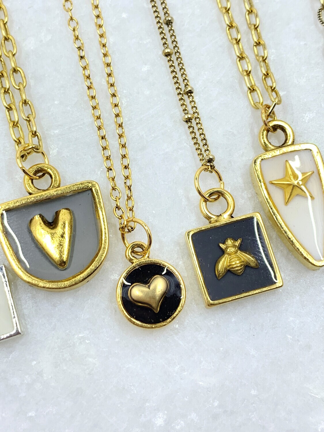 PEACE + PASSION JEWELRY -- Medium Square Pendant -- Bee Charm