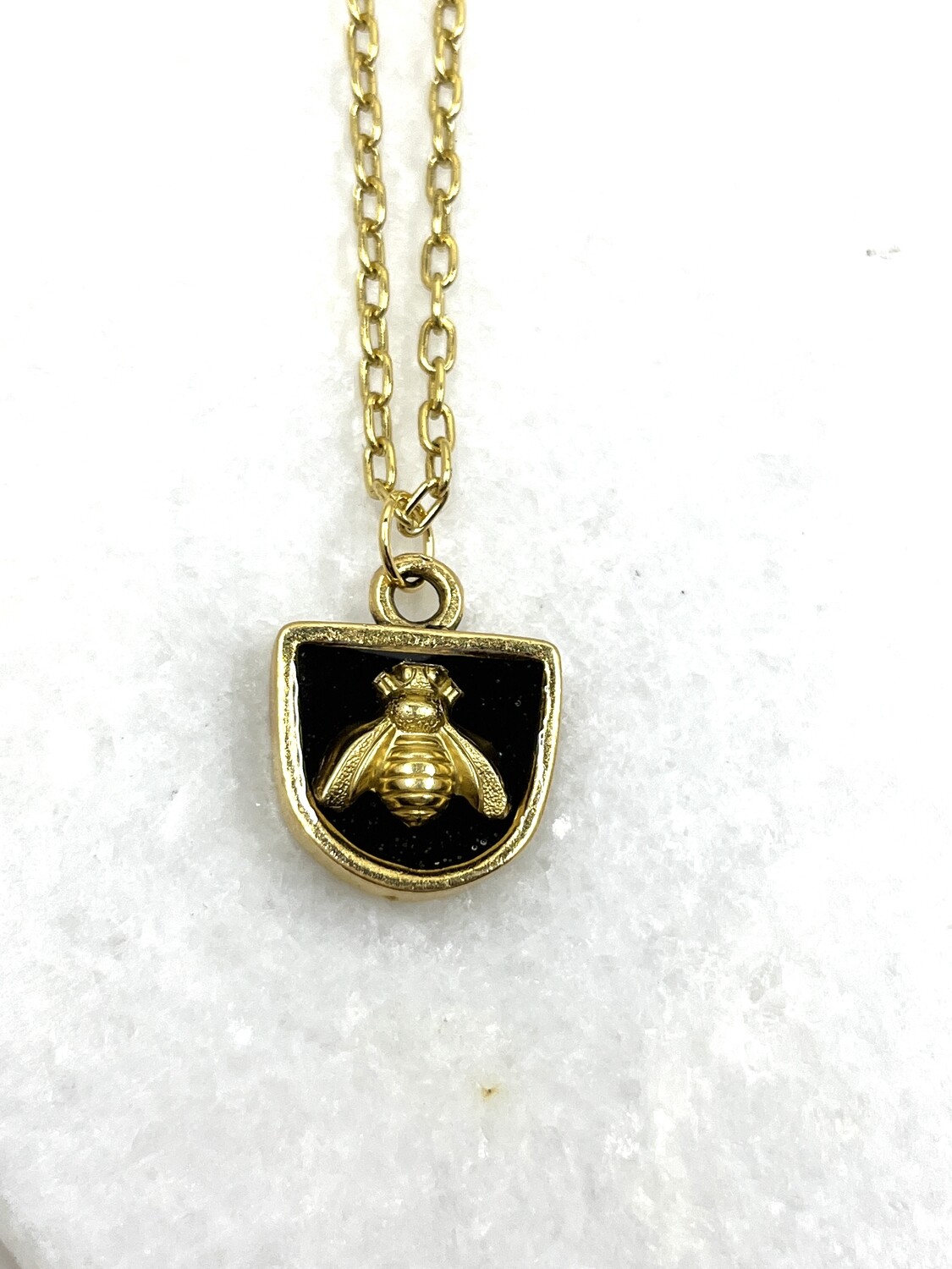 PEACE + PASSION JEWELRY  --  Half Circle Pendant  --Bee Charm