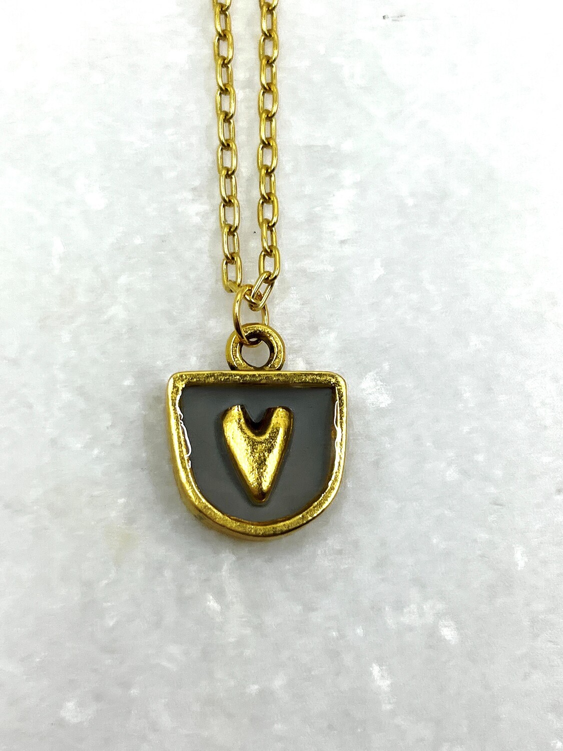 PEACE + PASSION JEWELRY   --  Half Circle Pendant  --  Heart Charm